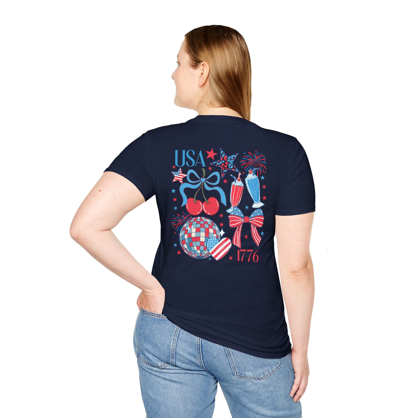 Patriotic Cherry T-Shirt — USA 1776 Fourth of July Graphic Tee