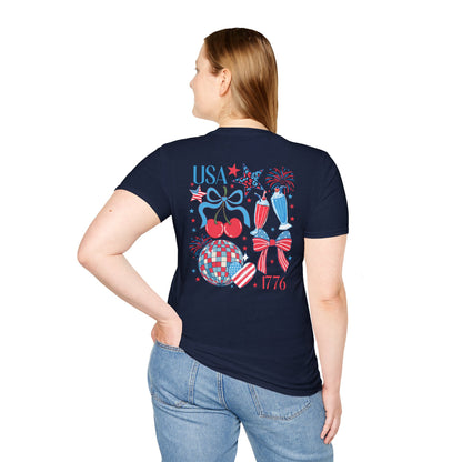 Patriotic Cherry T-Shirt — USA 1776 Fourth of July Graphic Tee