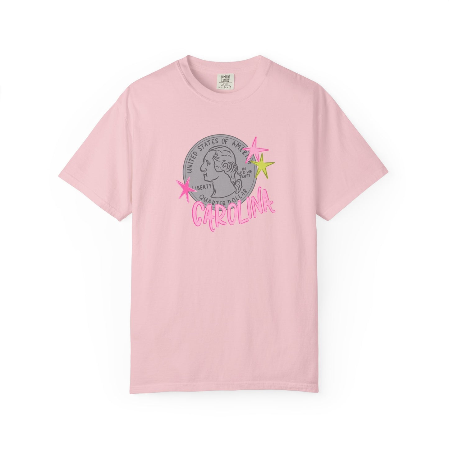 California Coin Graphic Tee — 'California' Retro Neon Stars T-Shirt