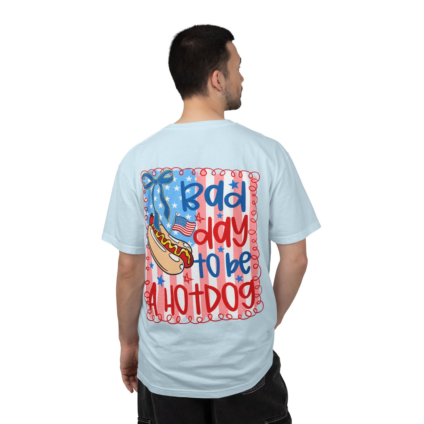Hot Dog Graphic T-Shirt — "Bad Day to Be a Hot Dog" Patriotic Tee