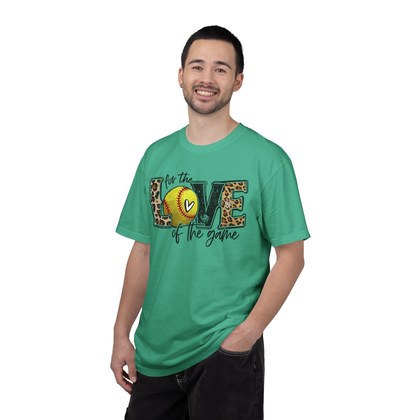 Love of the Game Softball T-Shirt — Leopard Print Tennis Ball Design