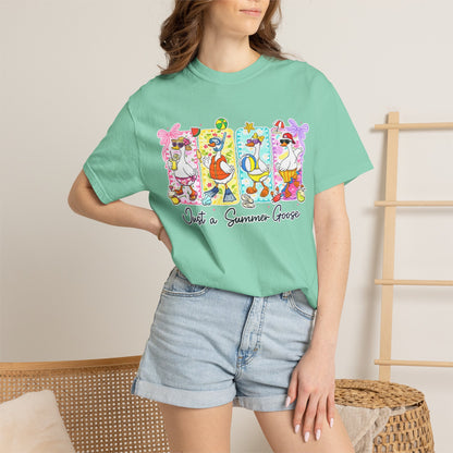 Summer Goose T‑Shirt — "Just a Summer Goose" Cute Beach Cartoon Tee