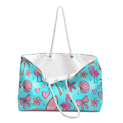 Tropical Flamingo Weekender Bag — Cute Beach Pattern Tote for Summer Trips