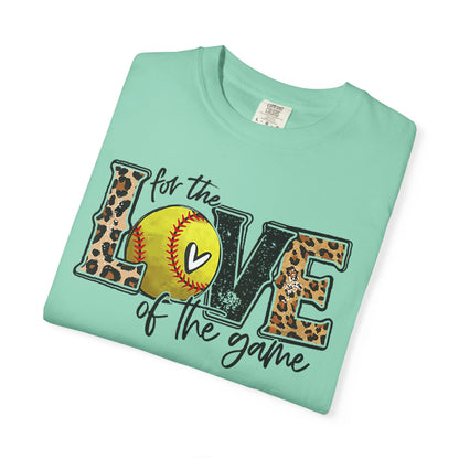 Love of the Game Softball T-Shirt — Leopard Print Tennis Ball Design