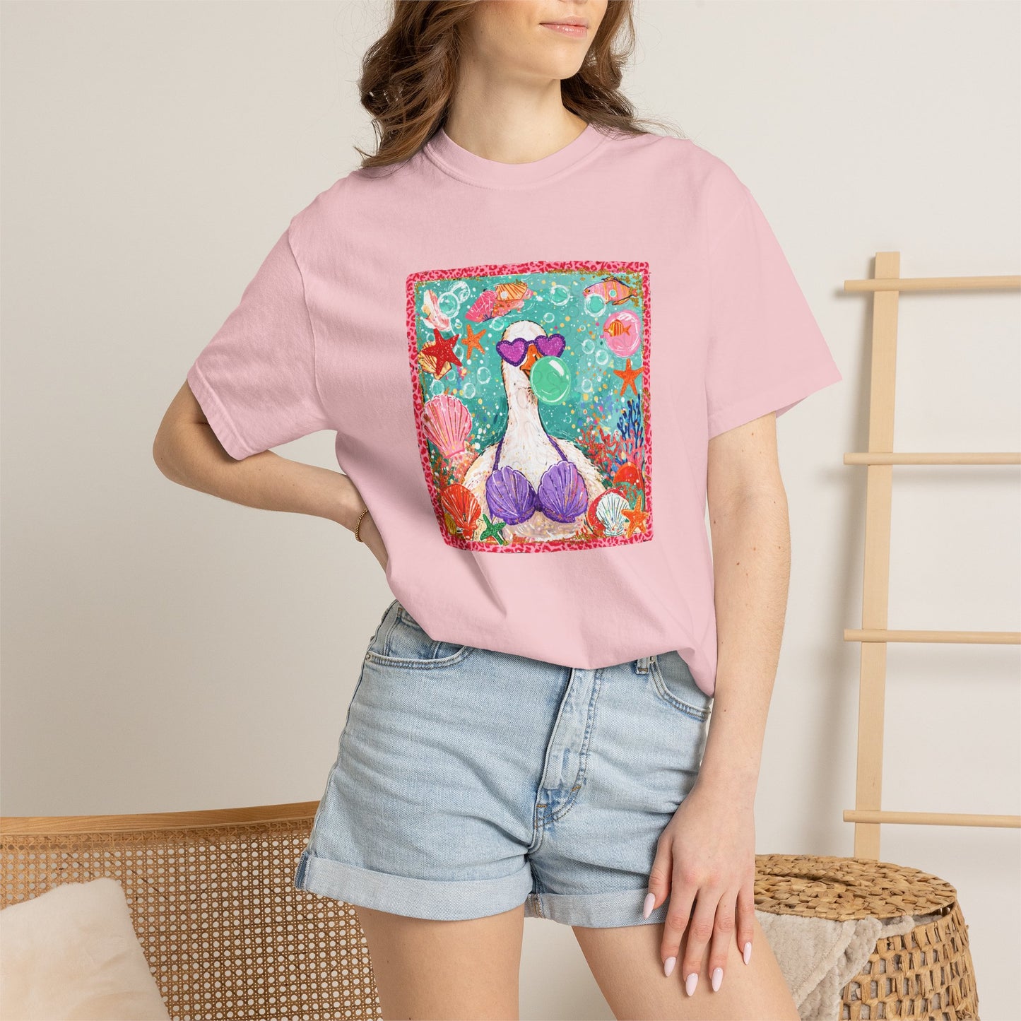 Goose in Bikini Beach T-Shirt — Cute Retro Seaside Graphic Tee