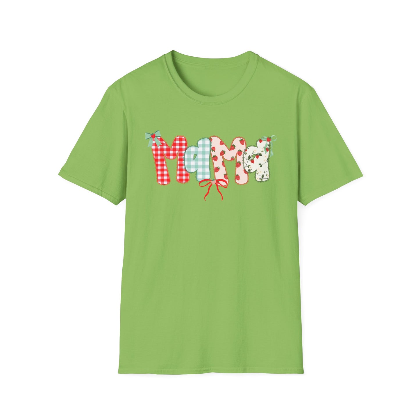Mama Patterned Patchwork T-Shirt — Floral & Gingham "Mama" Design, Cute Mother's Day Gift
