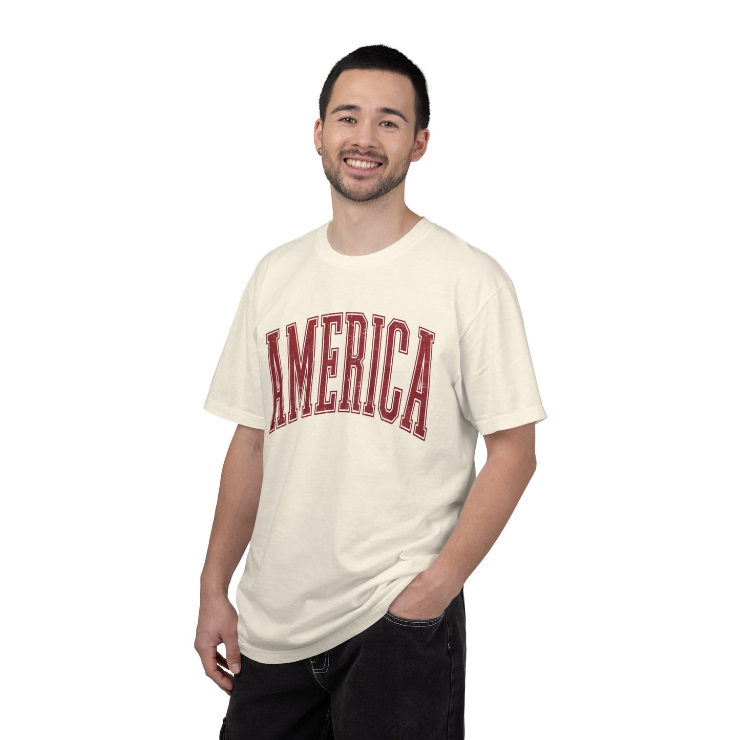 America Graphic T‑Shirt — Vintage Collegiate Patriotic Tee