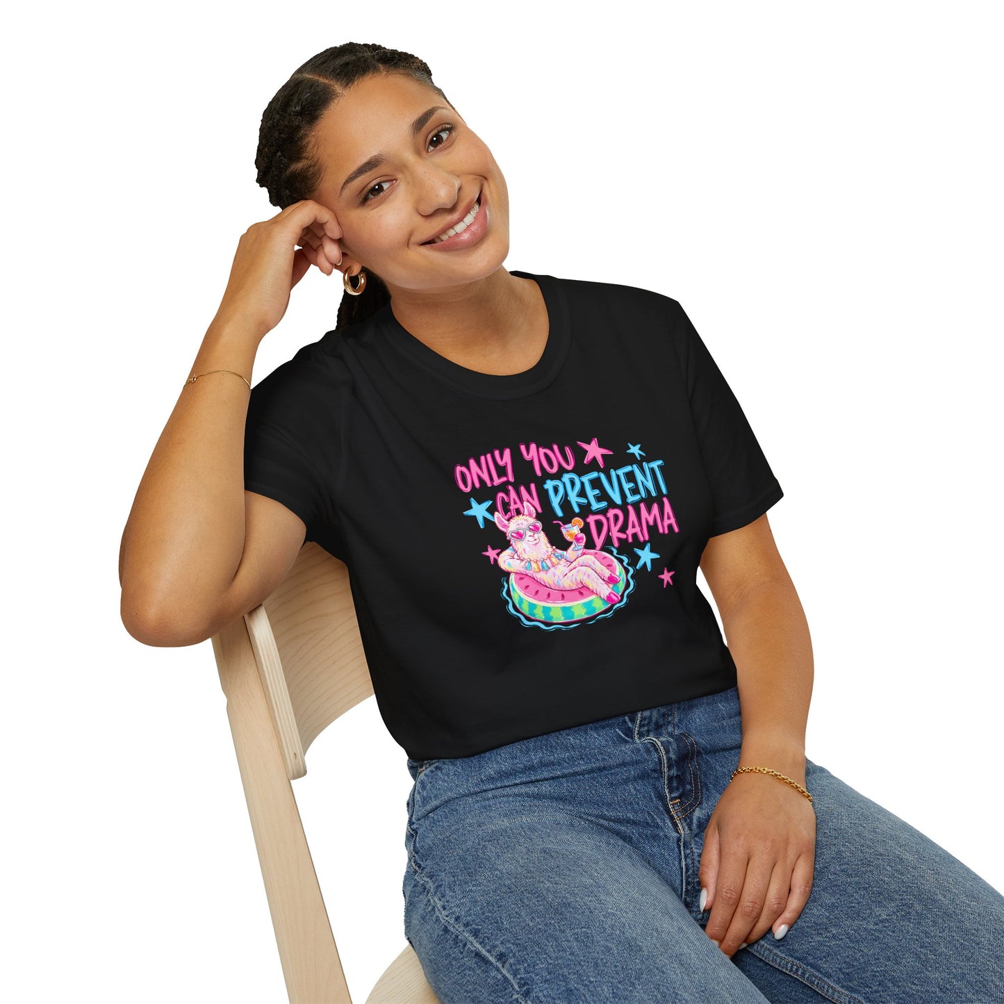 Only You Can Prevent Drama T-Shirt — Cute Llama Pool Float Graphic Tee