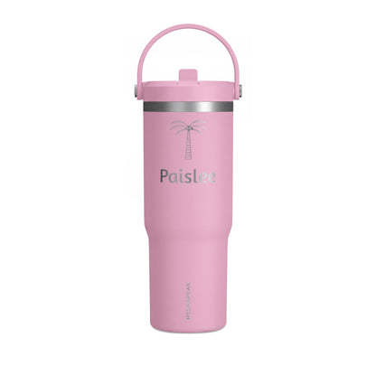Personalized 32oz Tumbler - Palm Tree Name Engraved Travel Bottle