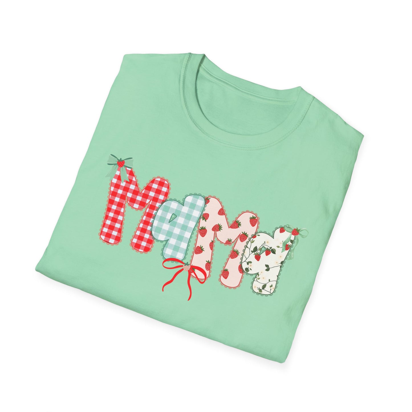 Mama Patterned Patchwork T-Shirt — Floral & Gingham "Mama" Design, Cute Mother's Day Gift