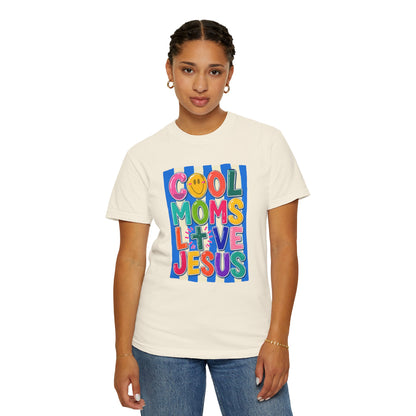 Cool Moms Love Jesus T-Shirt — Colorful Retro Christian Graphic Tee