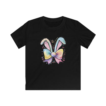 Kids Tee — Pastel Bunny Ears & Rainbow Bow Easter Shirt