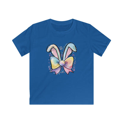Kids Tee — Pastel Bunny Ears & Rainbow Bow Easter Shirt