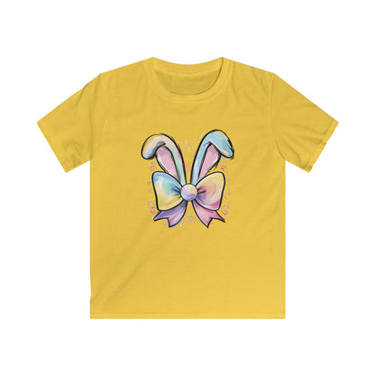 Kids Tee — Pastel Bunny Ears & Rainbow Bow Easter Shirt