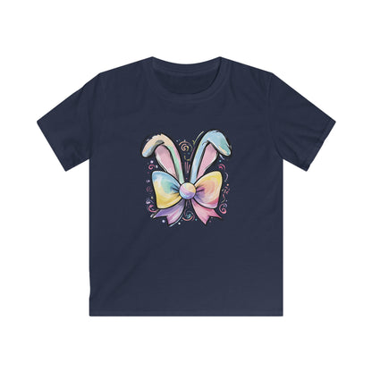 Kids Tee — Pastel Bunny Ears & Rainbow Bow Easter Shirt