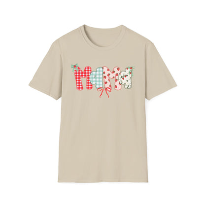 Mama Patterned Patchwork T-Shirt — Floral & Gingham "Mama" Design, Cute Mother's Day Gift