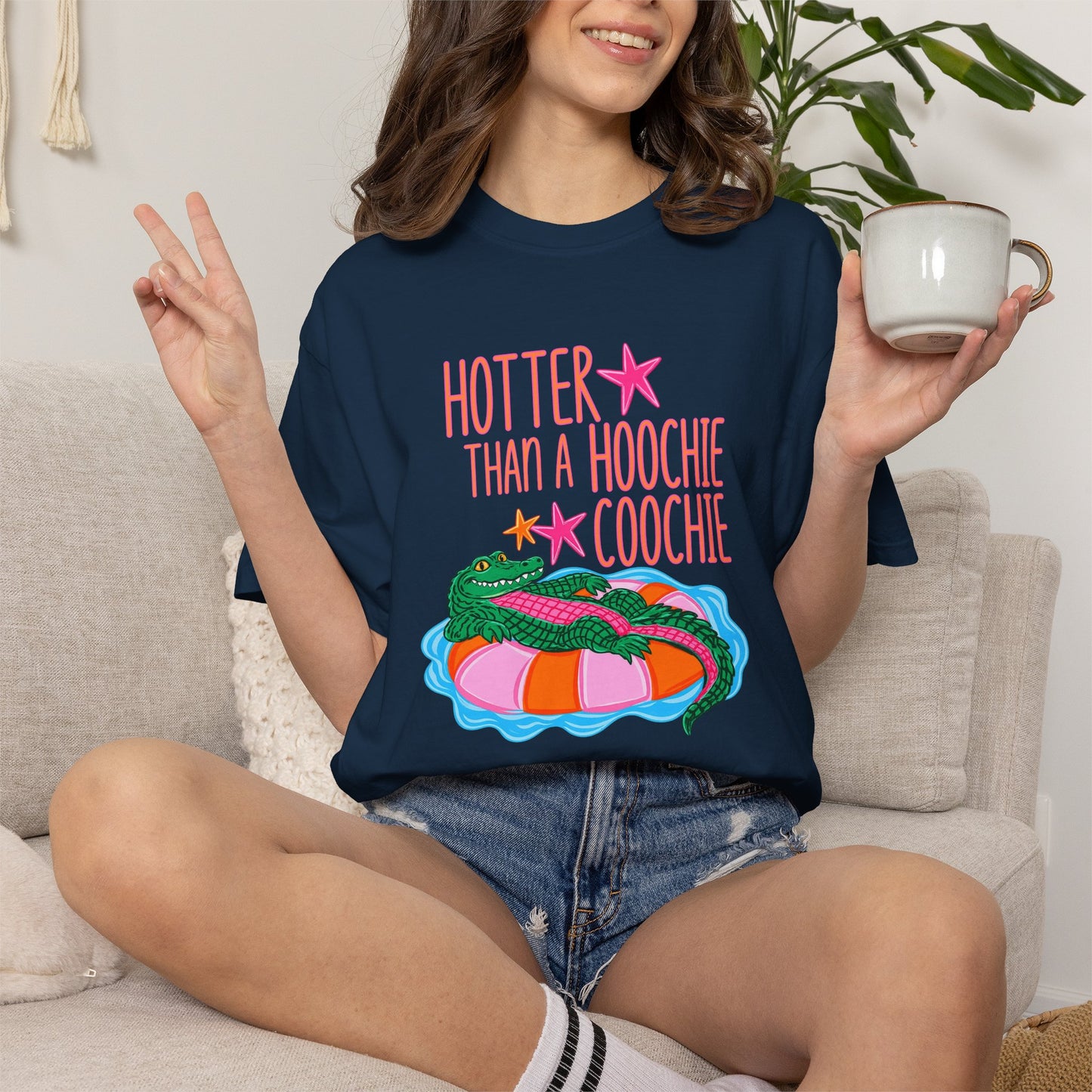 T-Shirt — "Hotter Than a Hoochie Coochie" Gator Pool Graphic Tee