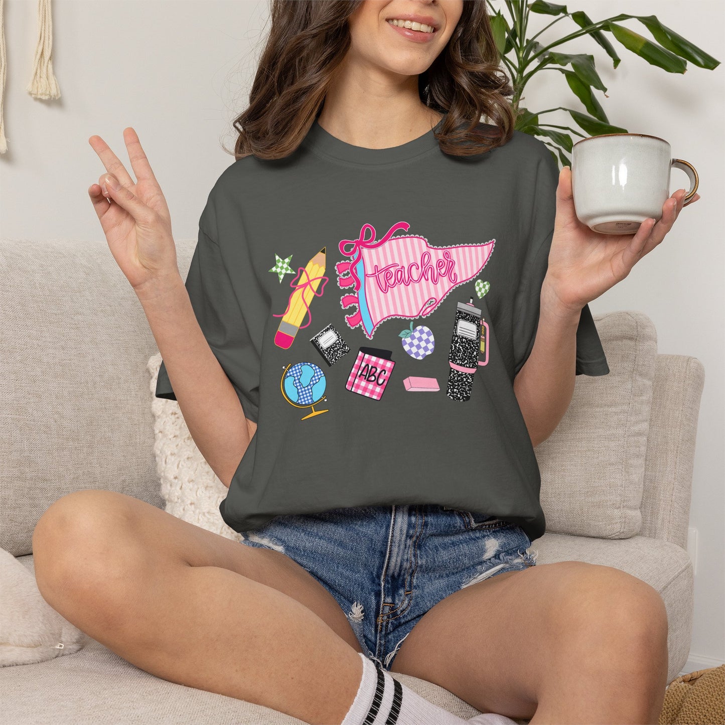 Teacher Essentials T-Shirt — Fun School Supplies Graphic