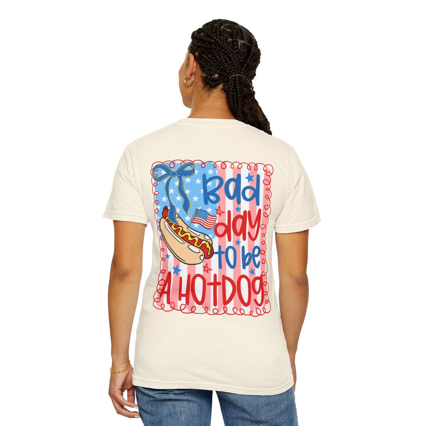 Hot Dog Graphic T-Shirt — "Bad Day to Be a Hot Dog" Patriotic Tee