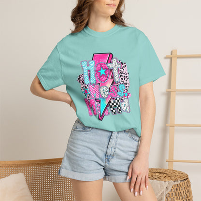 Retro Hot Mess Mama T-Shirt — Pink Lightning Graphic Tee
