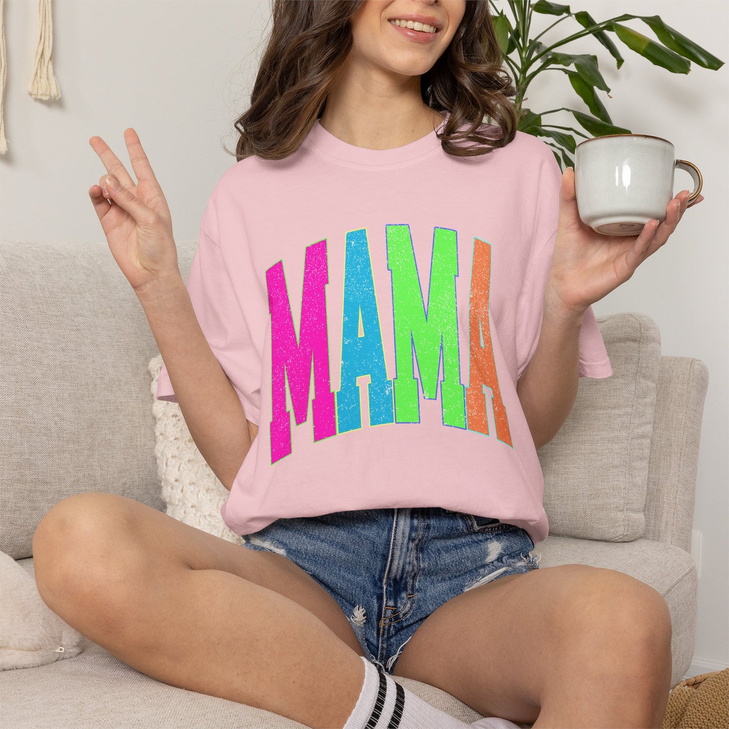 Mama Colorblock T-Shirt — Bright Retro Mama Graphic Tee for Mothers' Day & Everyday