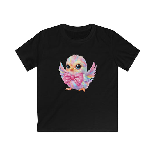 Kids Tee — Cute Pastel Chick with Bow | Adorable Rainbow Baby Bird Shirt for Toddlers