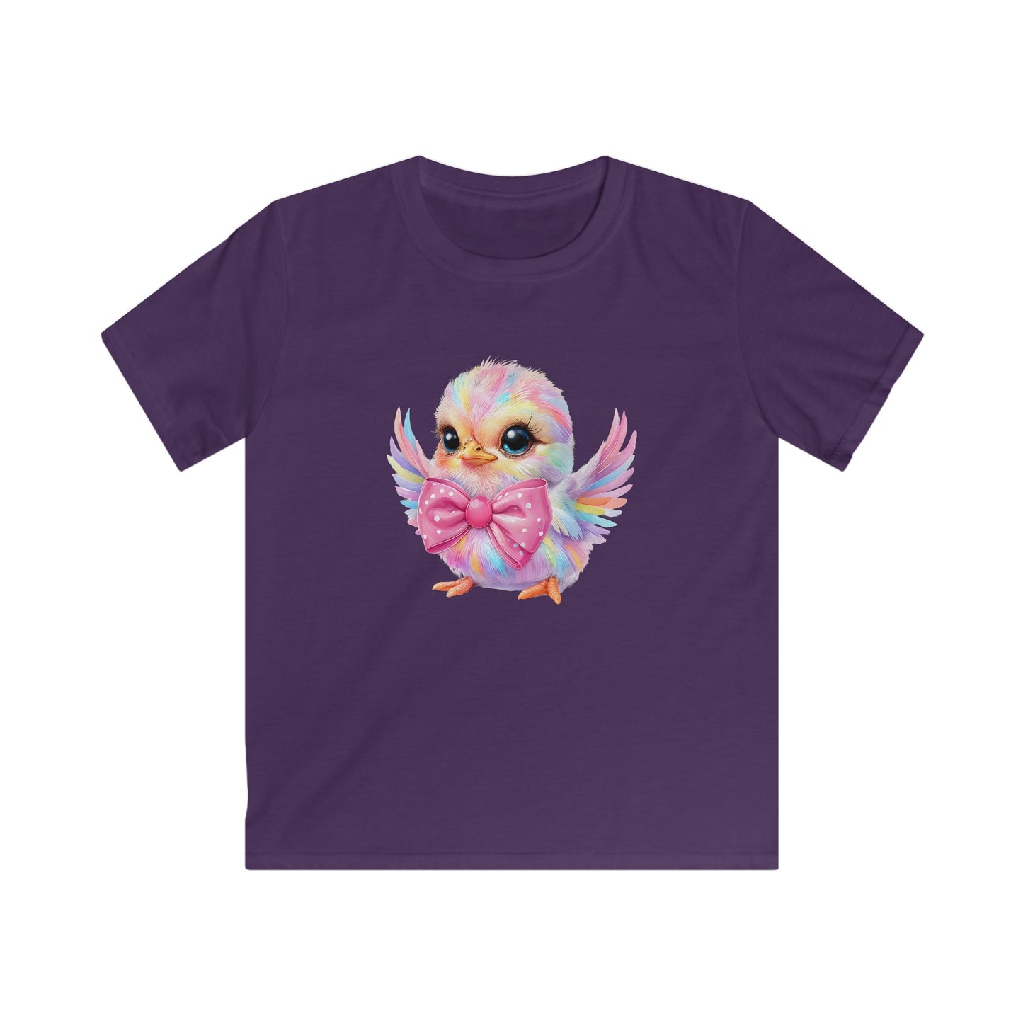 Kids Tee — Cute Pastel Chick with Bow | Adorable Rainbow Baby Bird Shirt for Toddlers