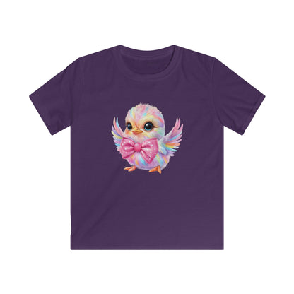 Kids Tee — Cute Pastel Chick with Bow | Adorable Rainbow Baby Bird Shirt for Toddlers