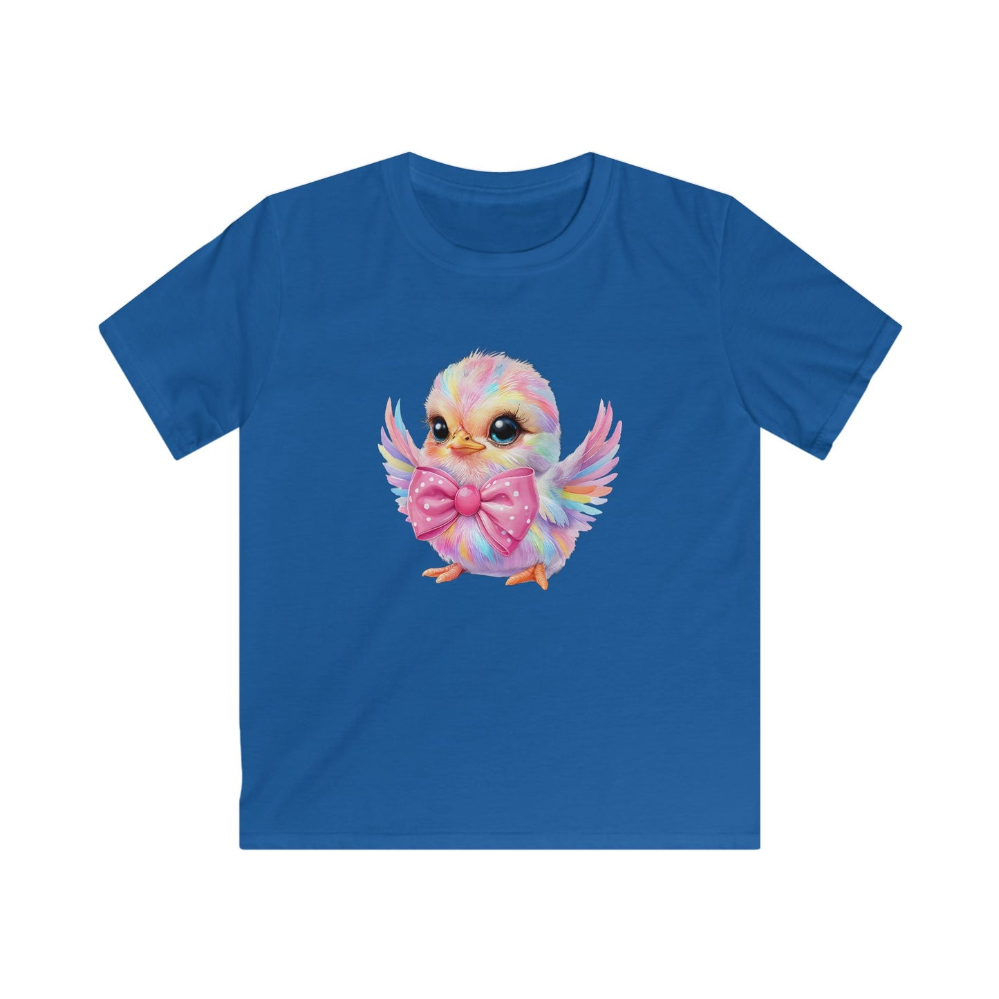 Kids Tee — Cute Pastel Chick with Bow | Adorable Rainbow Baby Bird Shirt for Toddlers