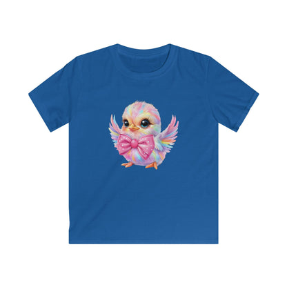 Kids Tee — Cute Pastel Chick with Bow | Adorable Rainbow Baby Bird Shirt for Toddlers