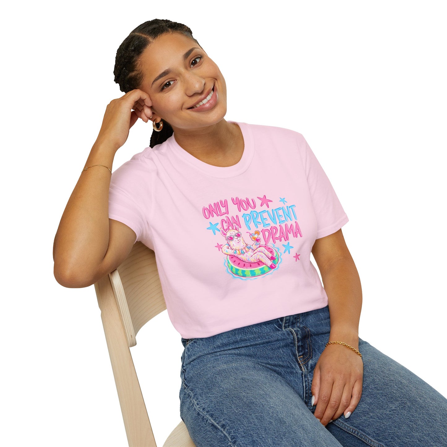 Only You Can Prevent Drama T-Shirt — Cute Llama Pool Float Graphic Tee