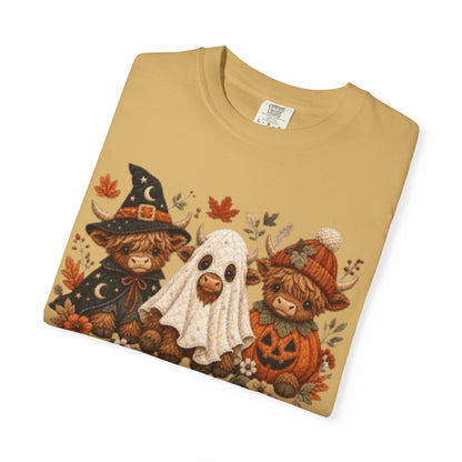 Halloween Highland Cows & Ghost T-shirt
