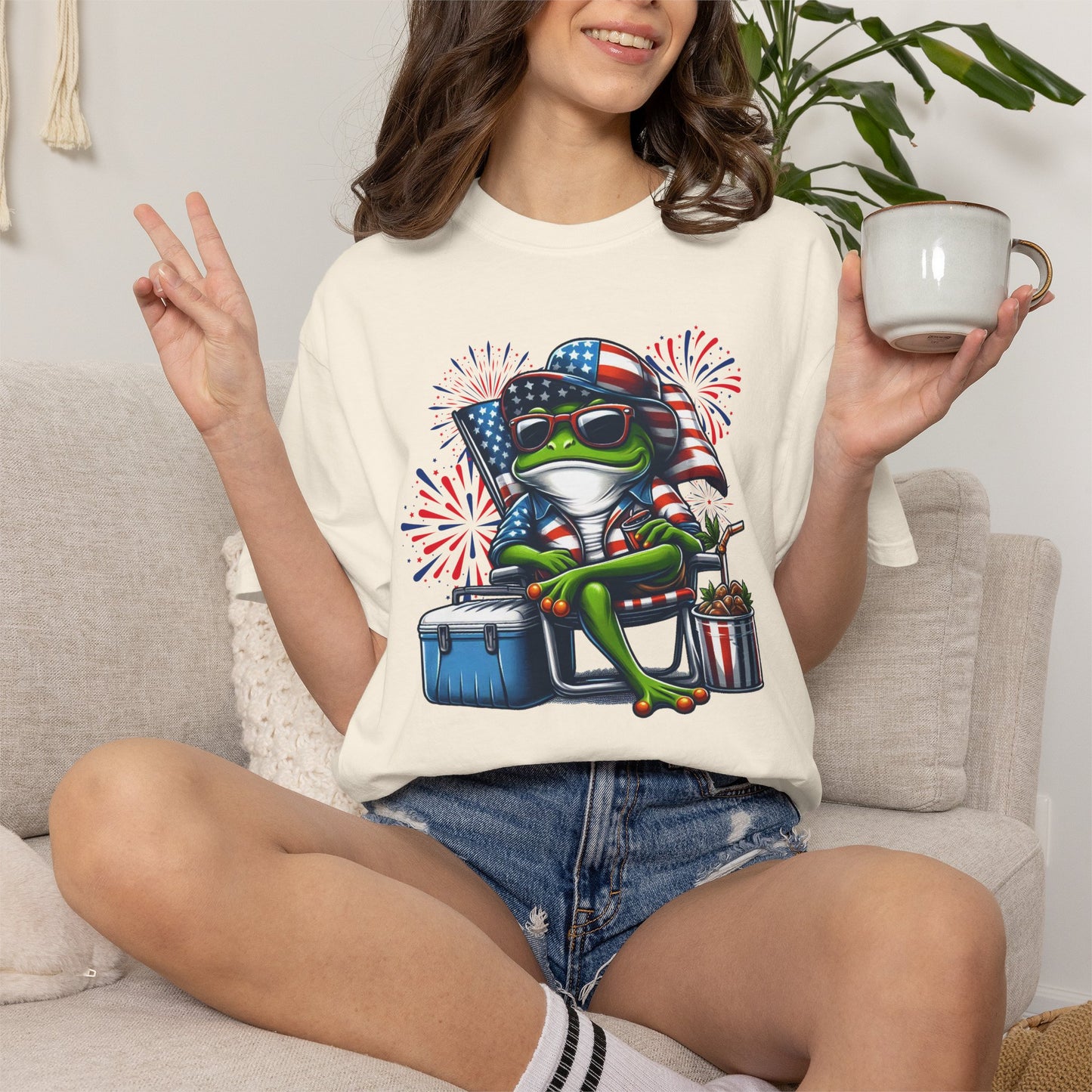 Patriotic Frog BBQ T-Shirt — Fourth of July Frog with American Flag Bandana