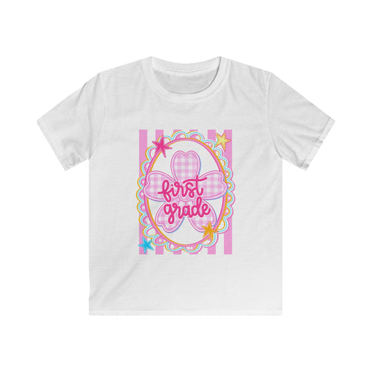 First Grade Kids T‑Shirt — Pink Bow Back-to-School Tee