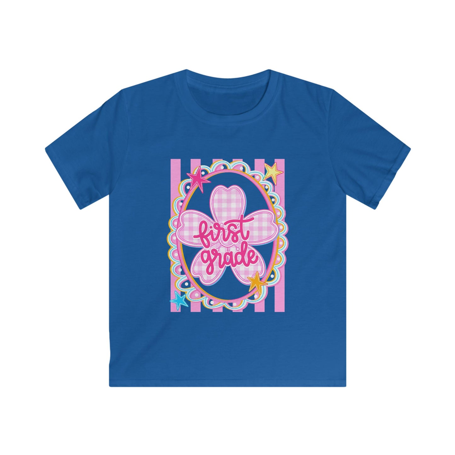 First Grade Kids T‑Shirt — Pink Bow Back-to-School Tee
