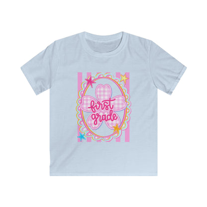 First Grade Kids T‑Shirt — Pink Bow Back-to-School Tee