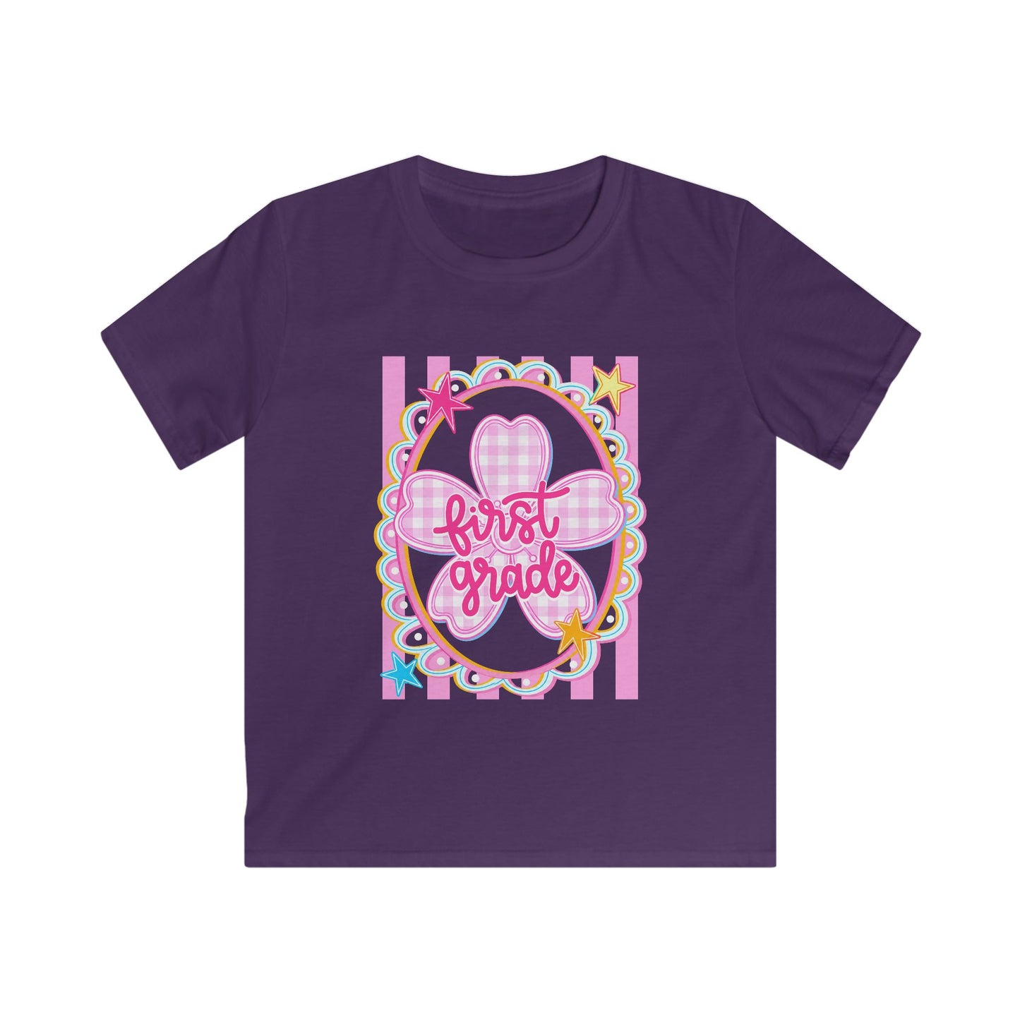 First Grade Kids T‑Shirt — Pink Bow Back-to-School Tee