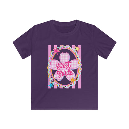 First Grade Kids T‑Shirt — Pink Bow Back-to-School Tee
