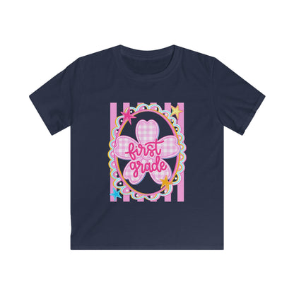 First Grade Kids T‑Shirt — Pink Bow Back-to-School Tee