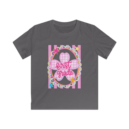 First Grade Kids T‑Shirt — Pink Bow Back-to-School Tee