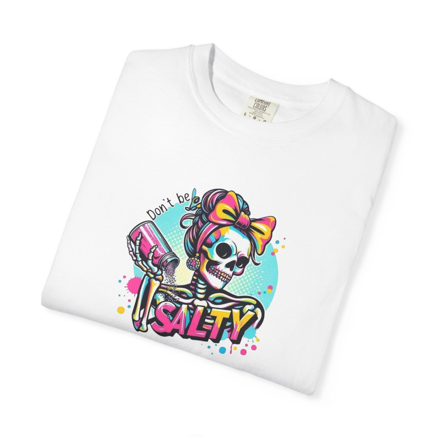 Salty Skull Graphic T-Shirt — Retro Neon Kawaii Skull Tee