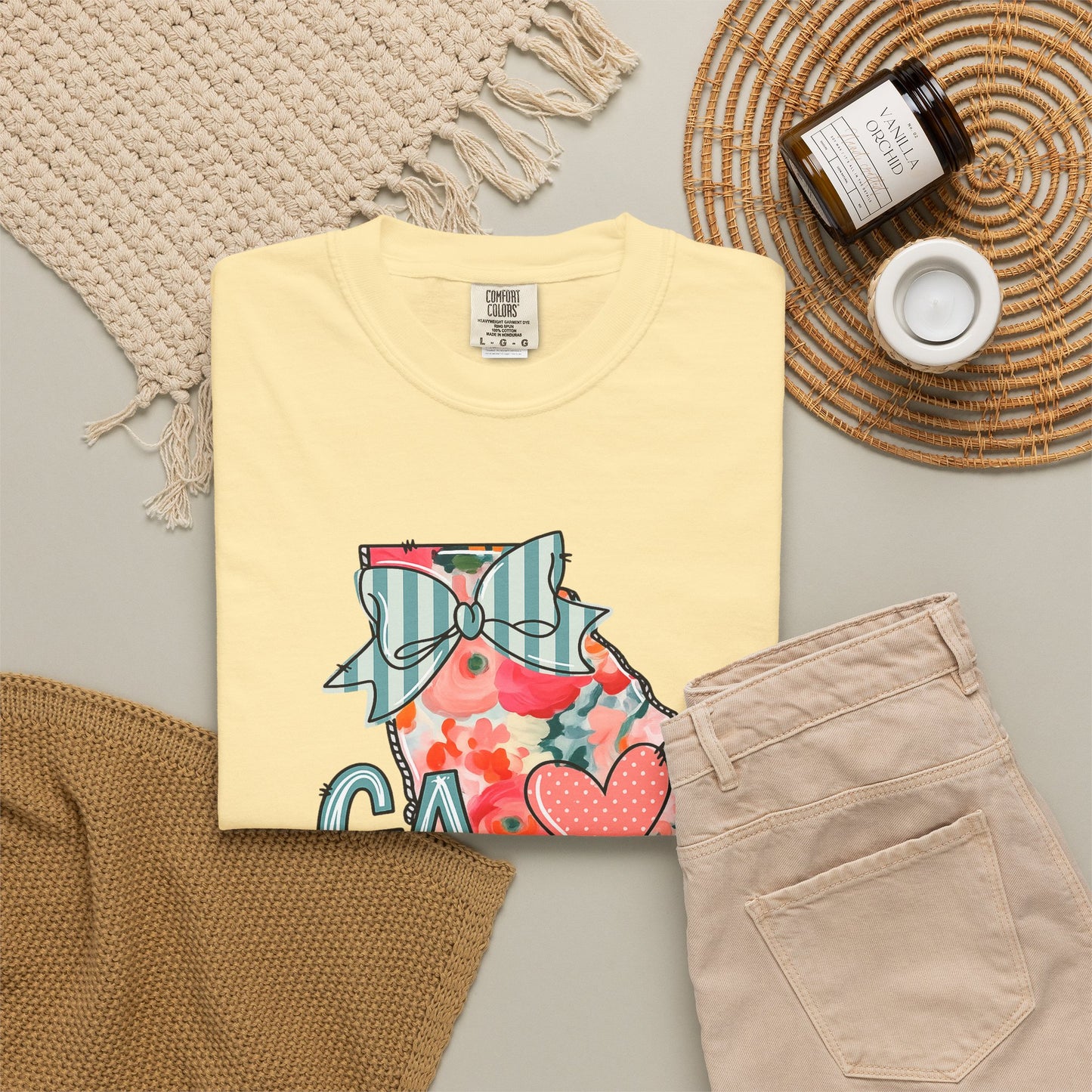 Georgia Floral State T-Shirt — GA Heart Bow Design