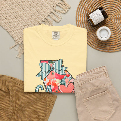 Georgia Floral State T-Shirt — GA Heart Bow Design