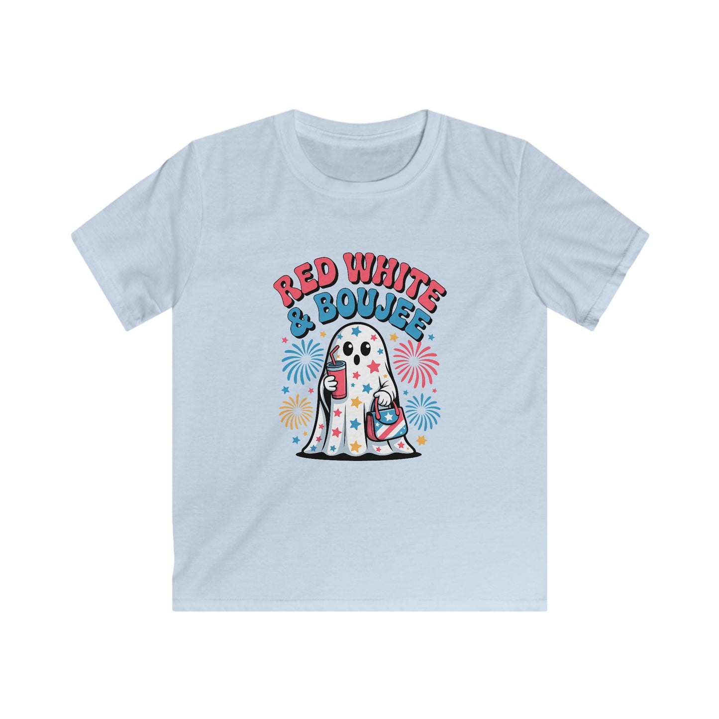 Kids Tee — "Red White & Boujee" Patriotic Ghost Shirt (4th of July)