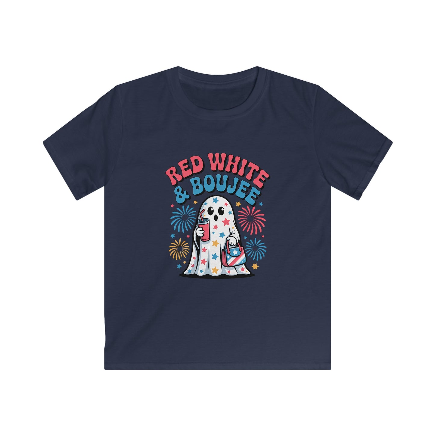 Kids Tee — "Red White & Boujee" Patriotic Ghost Shirt (4th of July)