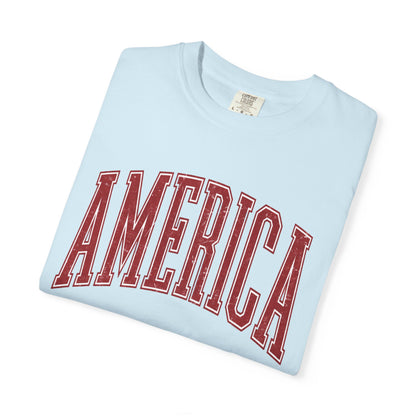 America Graphic T‑Shirt — Vintage Collegiate Patriotic Tee