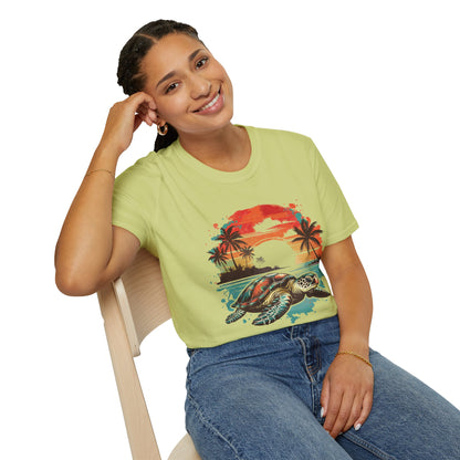 Sea Turtle Sunset T-Shirt — Tropical Beach Graphic Tee
