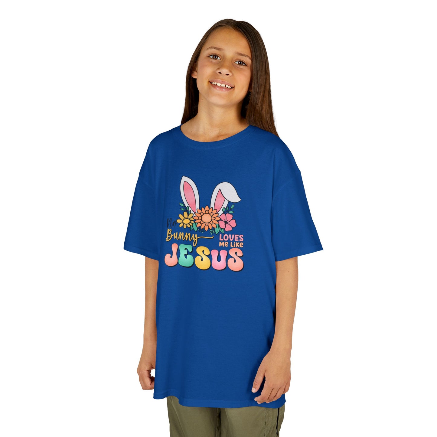 Kids Tee — "Hippie Bunny Jesus" Pastel Easter Graphic
