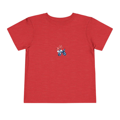 Toddler Tee - Red & Blue Polka Dot Puppy Graphic (Cute Patriotic Baby Shirt)
