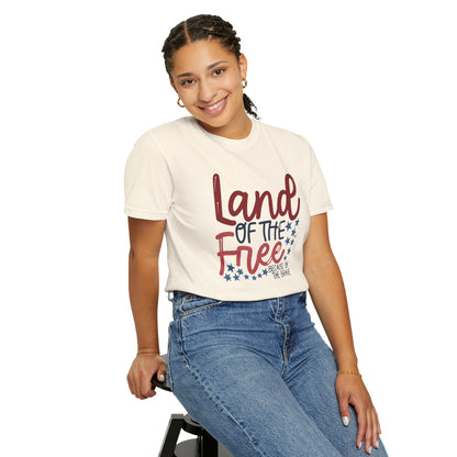 Land of the Free T-Shirt — 'Land of the Free Because of the Brave' Patriotic Tee
